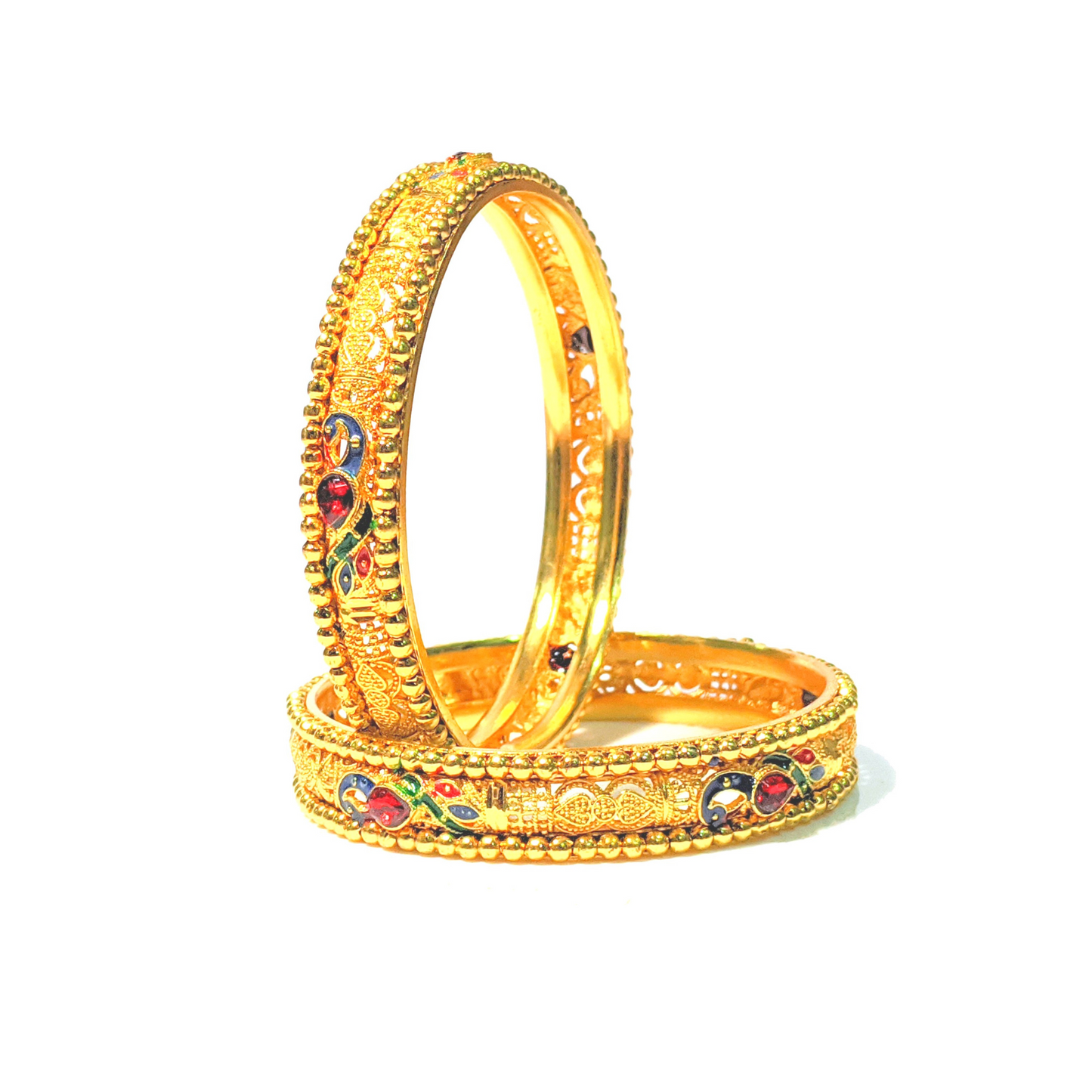 Swara Creations Brass Golden Kada/Bangle Set with Peacock image for Women and Girls(2 Pieces)(SKU112)