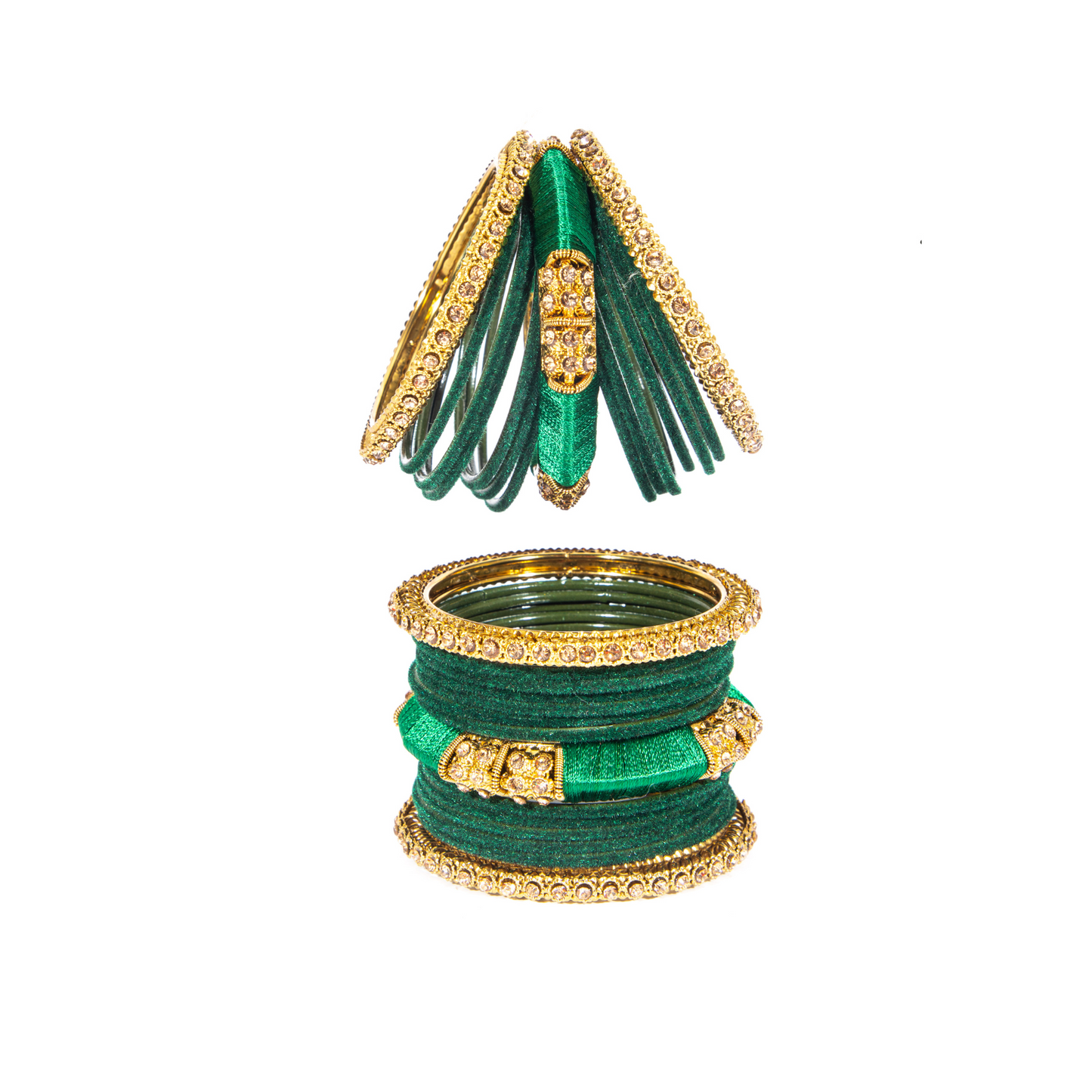 Swara Creations Metal Velvet Bangles Set with Zircon and Silk Thread Work kadas | for Women & Girls (Set of 30 pcs)(SKU176)