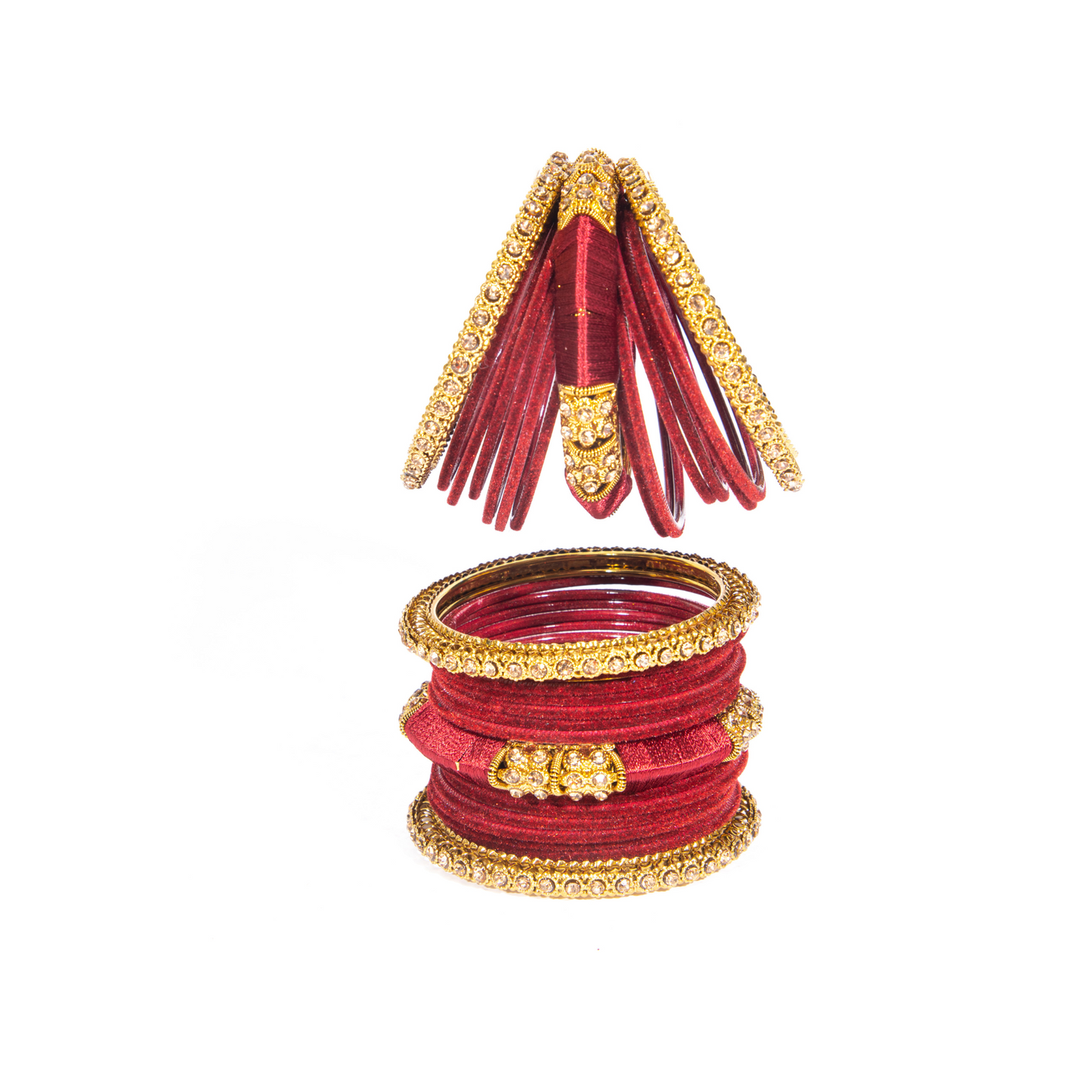 Swara Creations Metal Velvet Bangles Set with Zircon and Silk Thread Work kadas | for Women & Girls (Set of 30 pcs)(SKU176)
