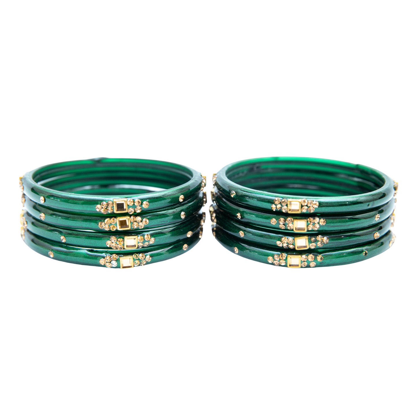Swara Creations Glass Bangles with Zirconia & Gemstonwork and Glossy Finished Kada Set For Women and Girls(SKU163)