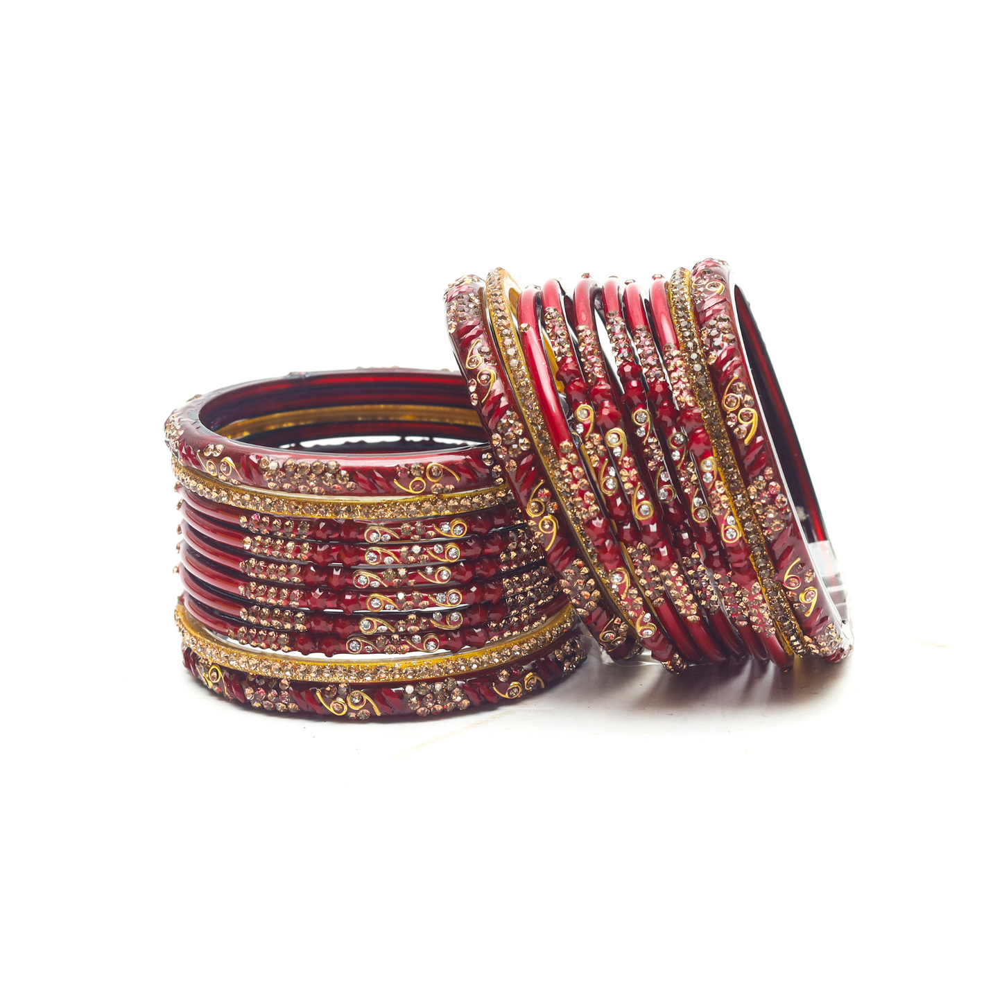 Swara Creations Glass Bangles Set in Red & Maroon Color for Women & Girls (SKU223)