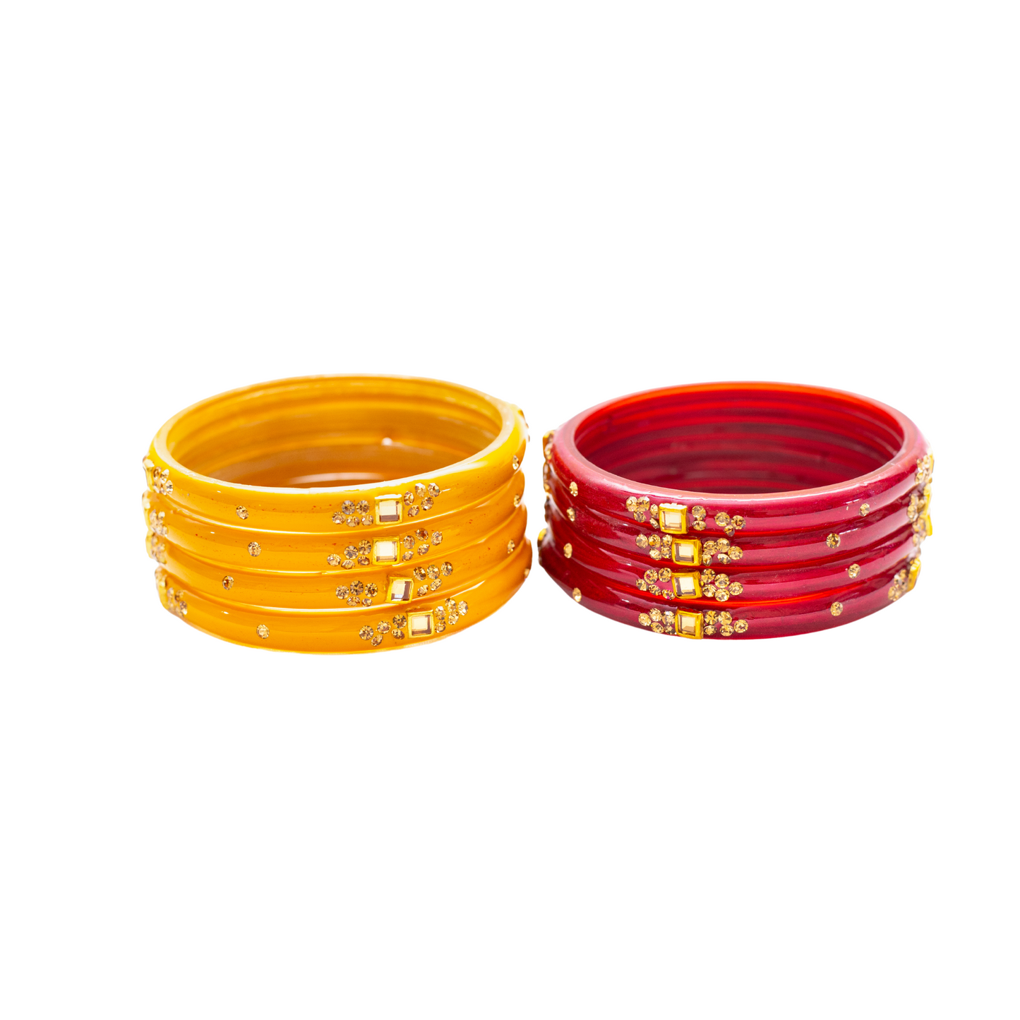 Swara Creations Glass Bangles with Zirconia & Gemstonwork and Glossy Finished Kada Set For Women and Girls(SKU163)