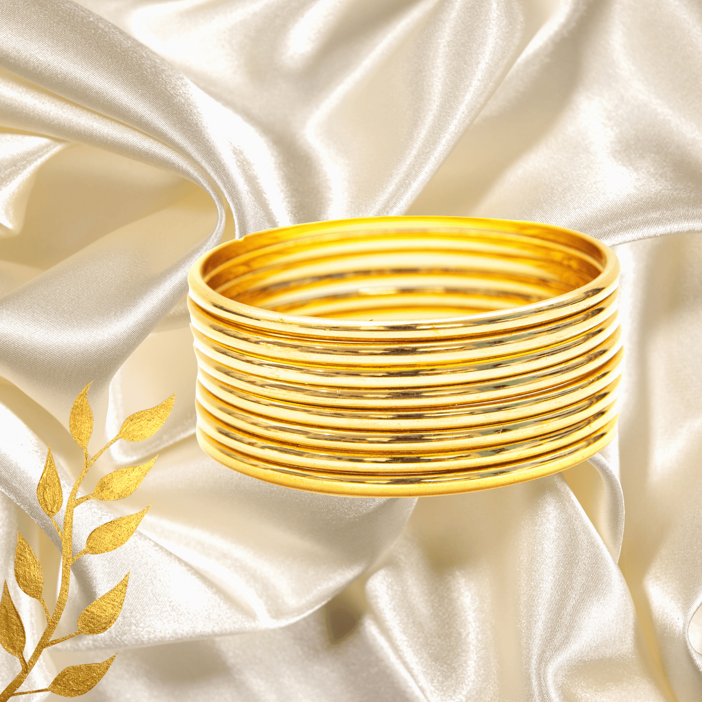 Clasp type Golden Metal Bangles Set