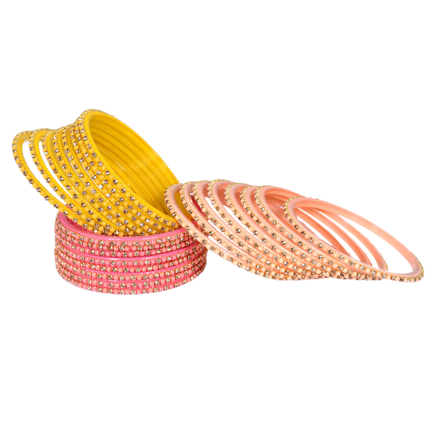 Stonework Multicolor Glass Bangles Set