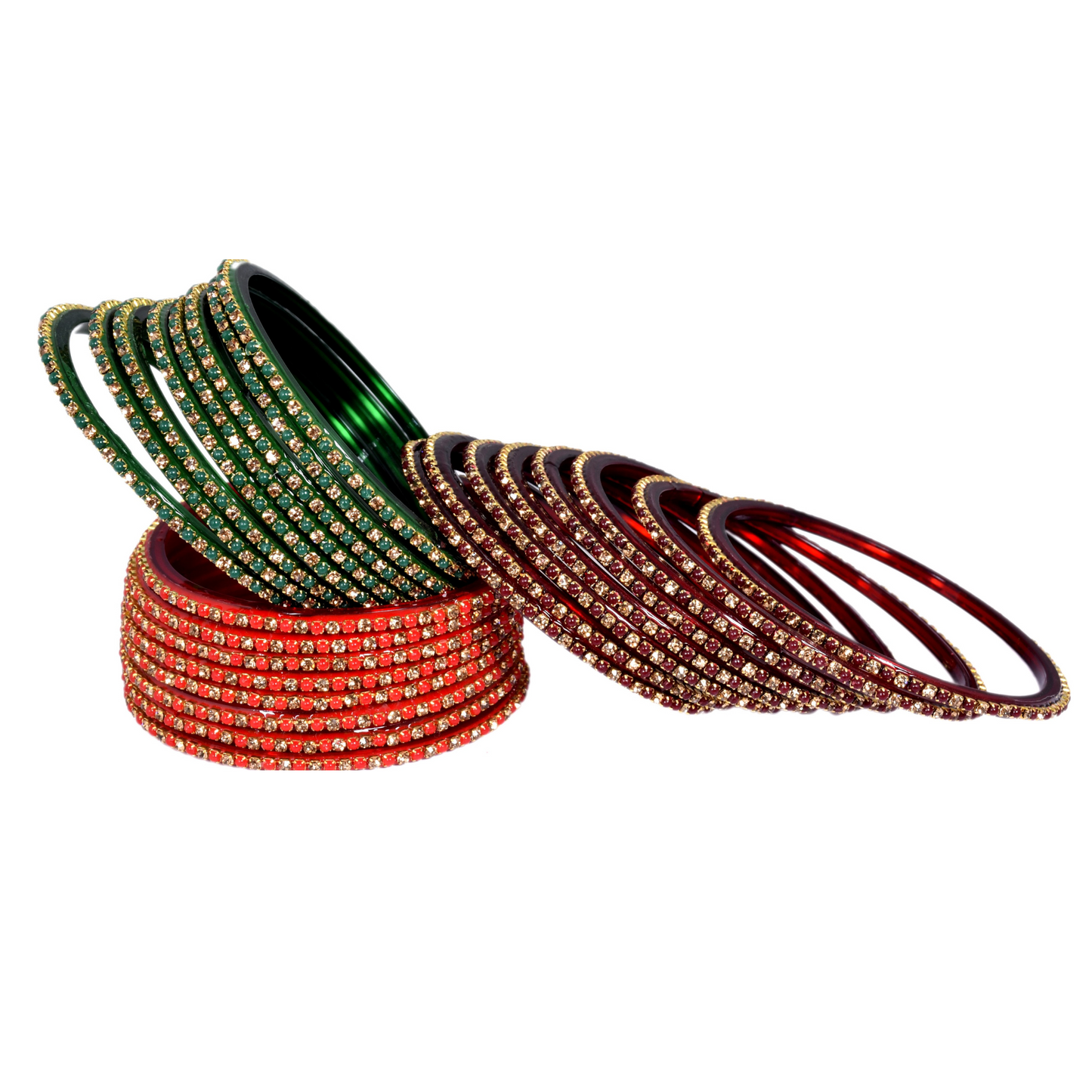 Stonework Multicolor Glass Bangles Set