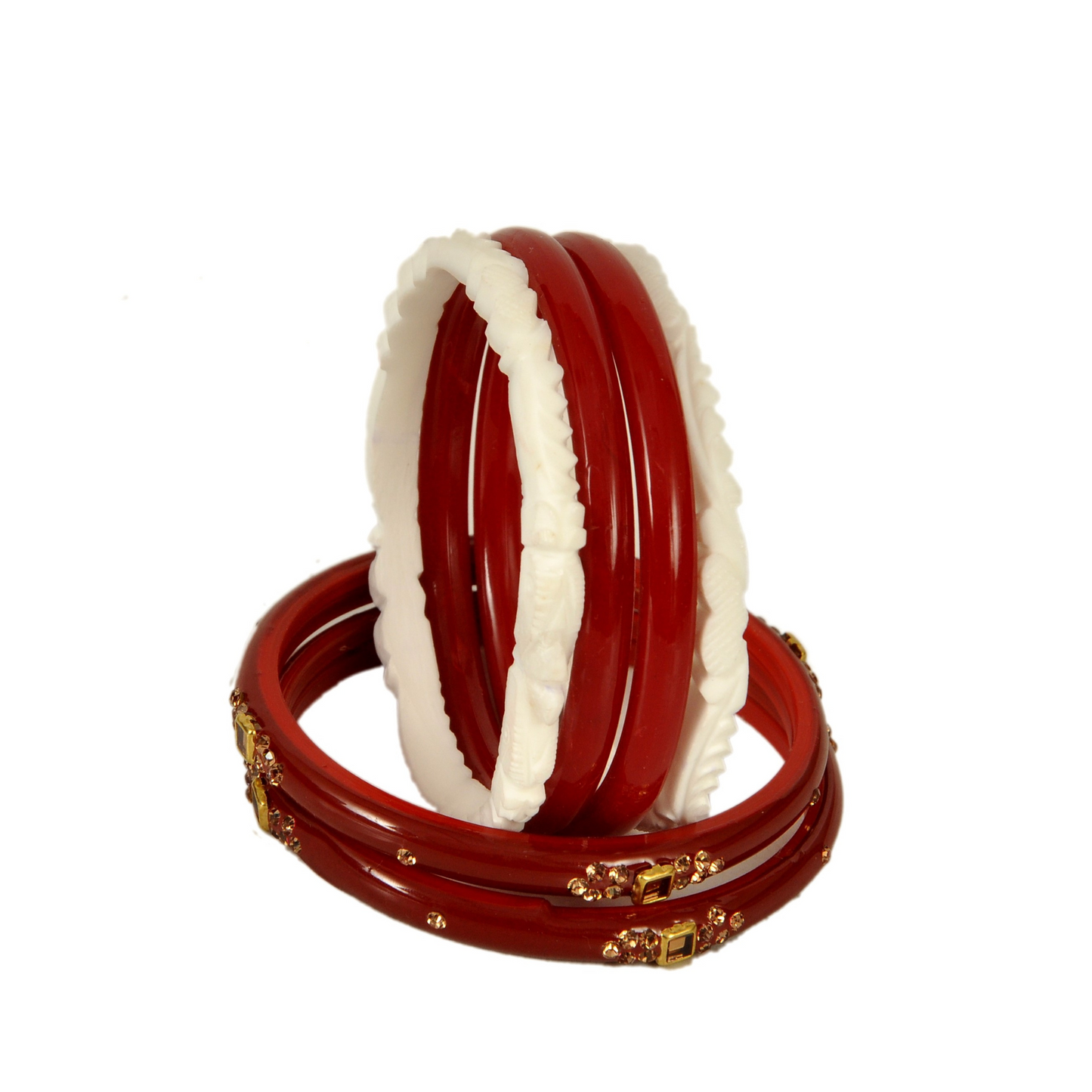 Swara Creations Red & White Bangles Set for size |Red & White Bengali Bangles| for Women & Girls(SKU261)