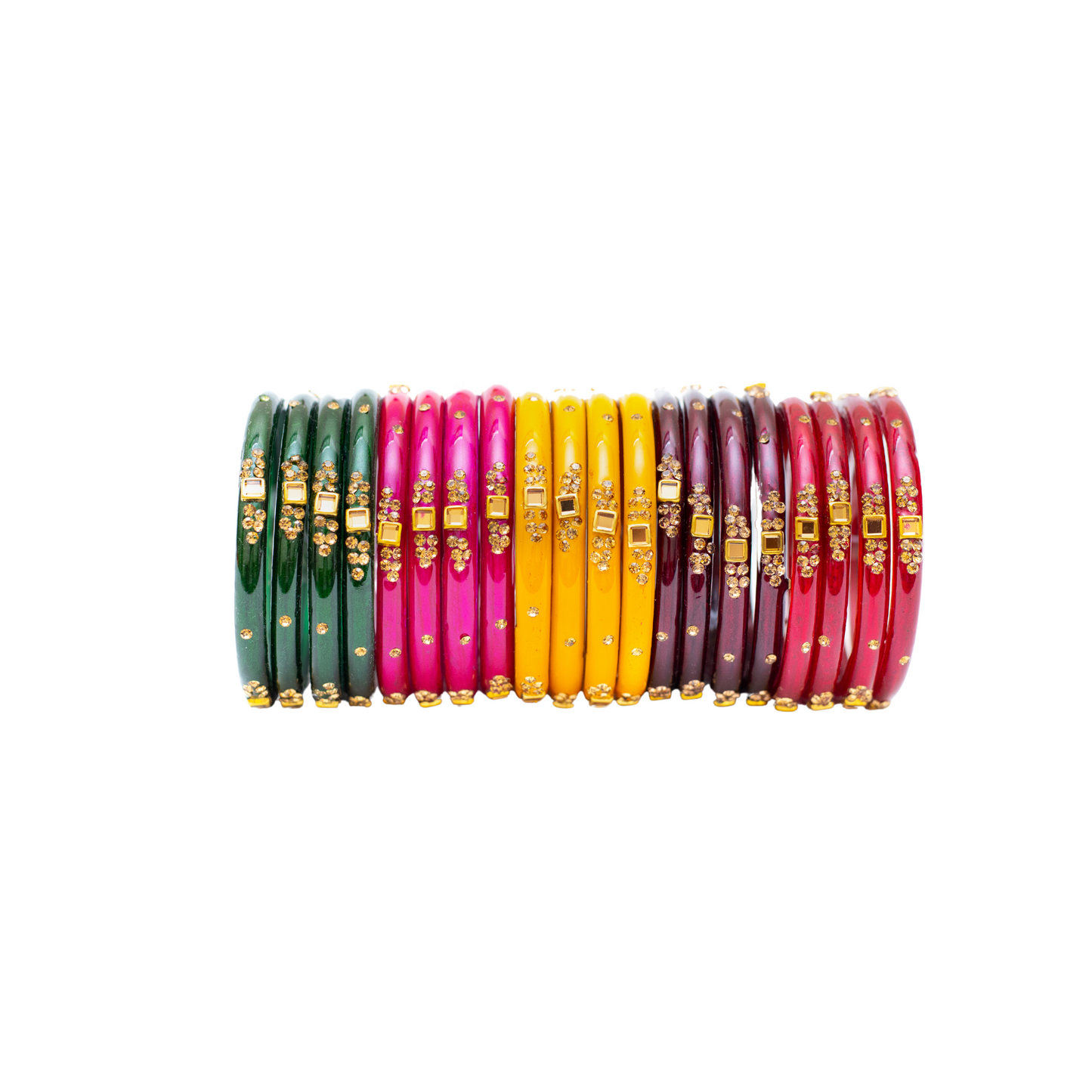 Swara Creations Glass Bangles with Zirconia & Gemstonwork and Glossy Finished Kada Set For Women and Girls(SKU163)