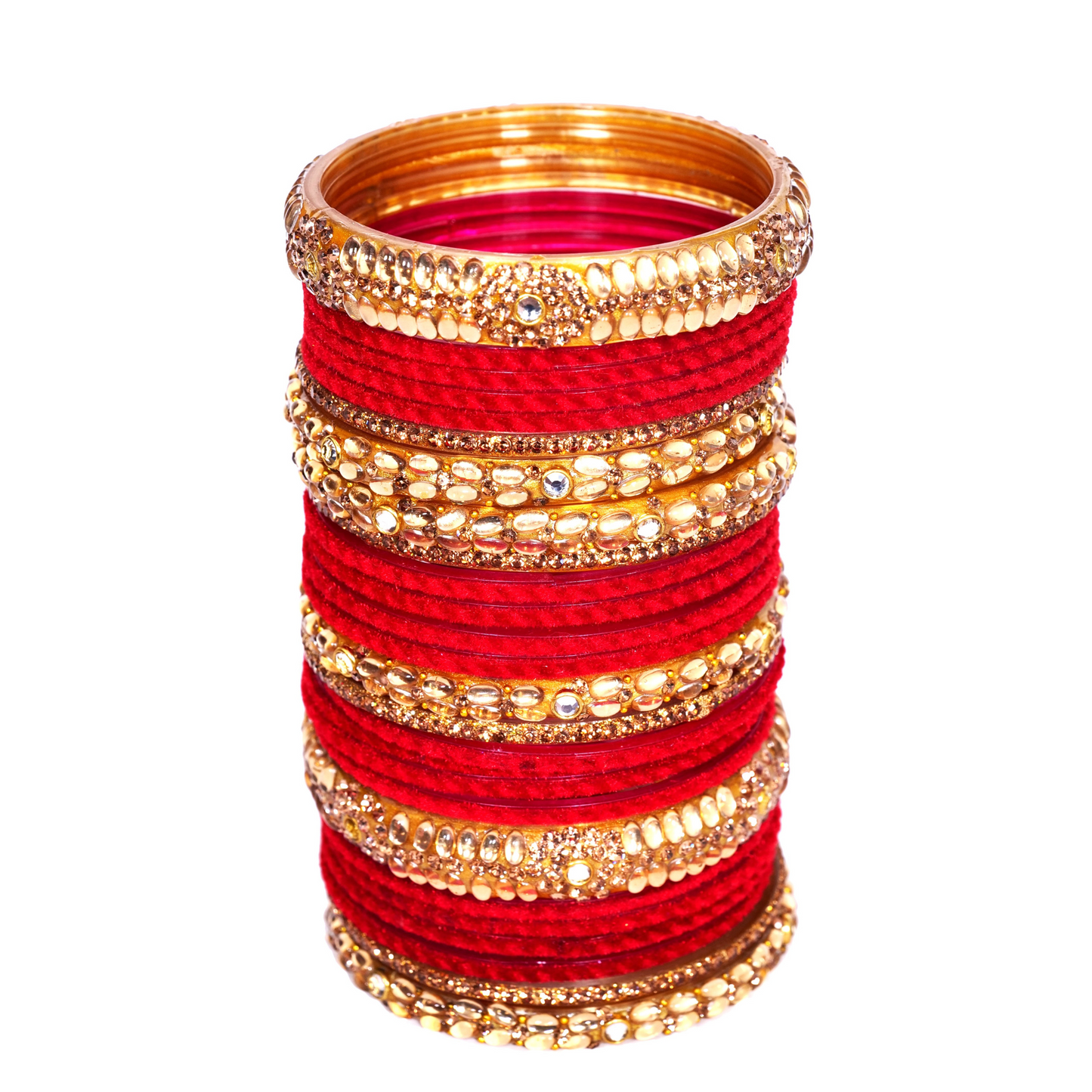 Swara Creations Red Glass Bangles for women/Velvet Red Slanting design bangles/Karwa Chauth Collection/Red Kach bangles Set for Women & Girls