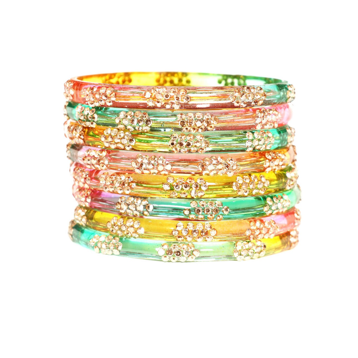 Swara Creations Designer Crystal Bangles for Women/ glossy finished bangles with Silver stonework bangles for women & girls(SKU265)