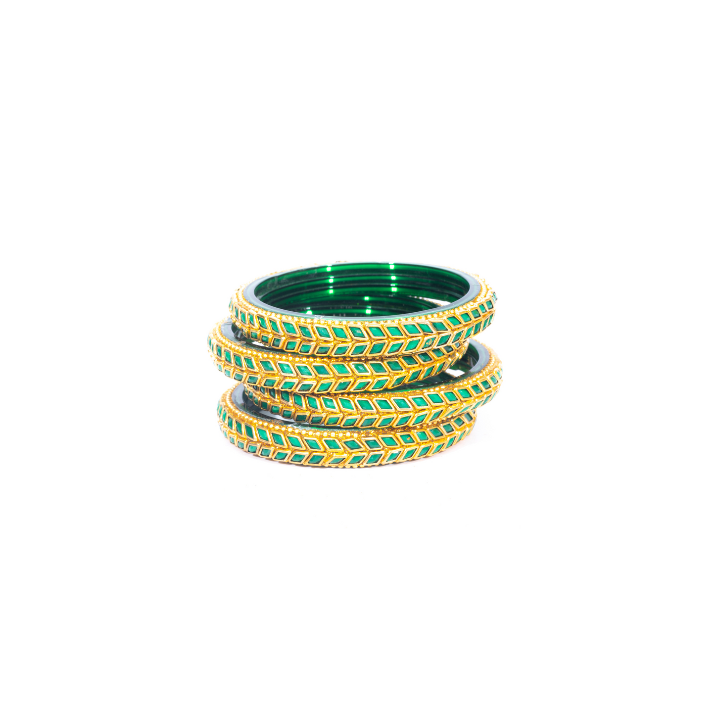 Swara Creations Glass Bangles/Kadas Set | Diamond Cutting Stone design | Golden Design for Women & Girls(Size - 2.4, 2.6, 2.8)