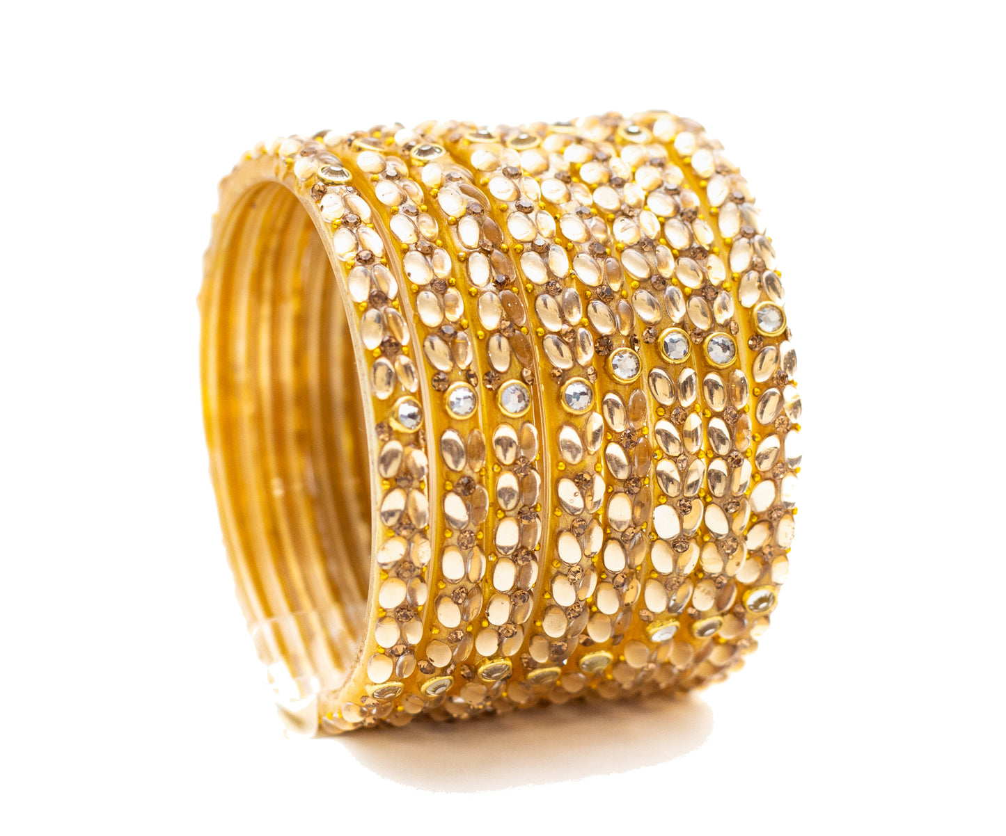 Zircon Golden Glass Bangles Set