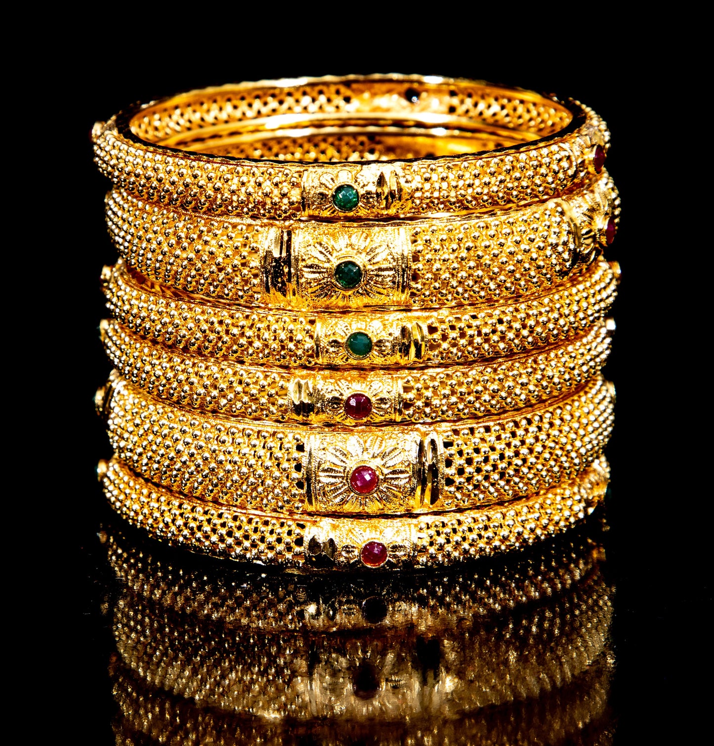 Hand Work Gold Brass BanglesKada Set
