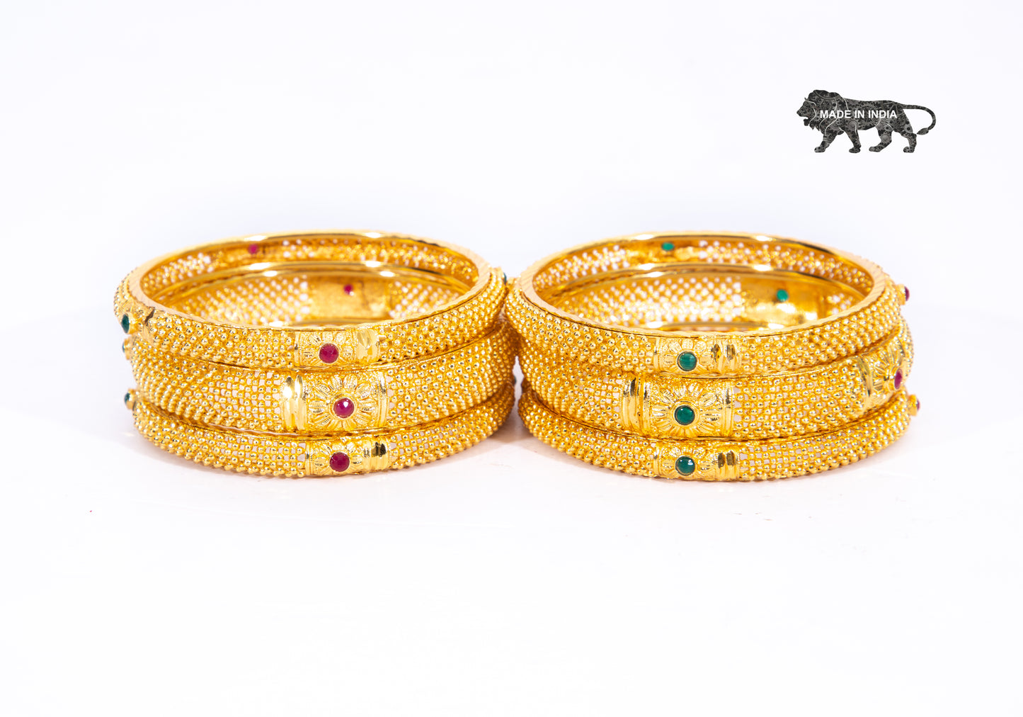Hand Work Gold Brass BanglesKada Set