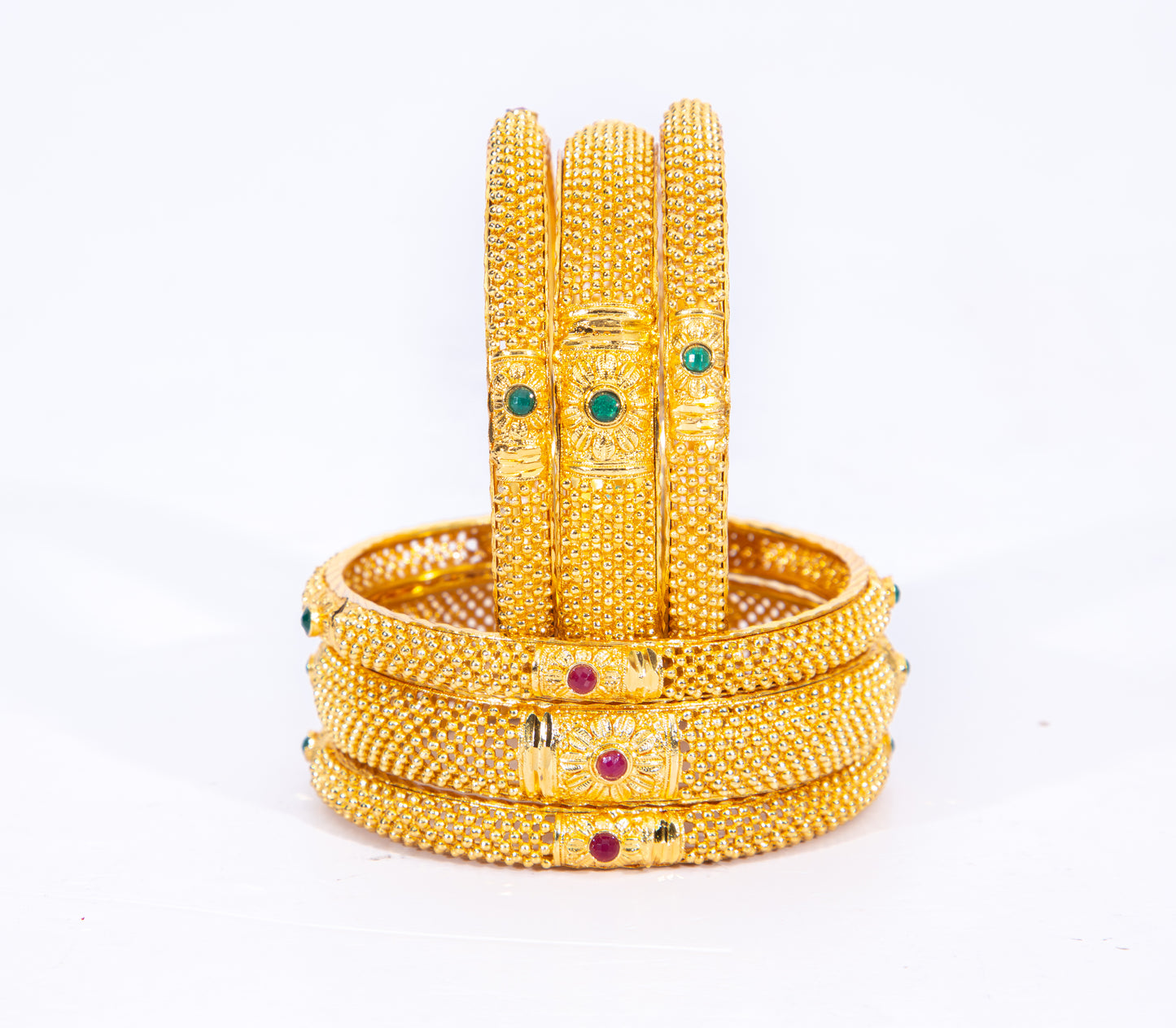 Hand Work Gold Brass BanglesKada Set
