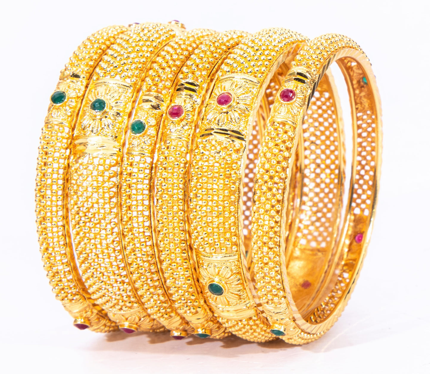 Hand Work Gold Brass BanglesKada Set