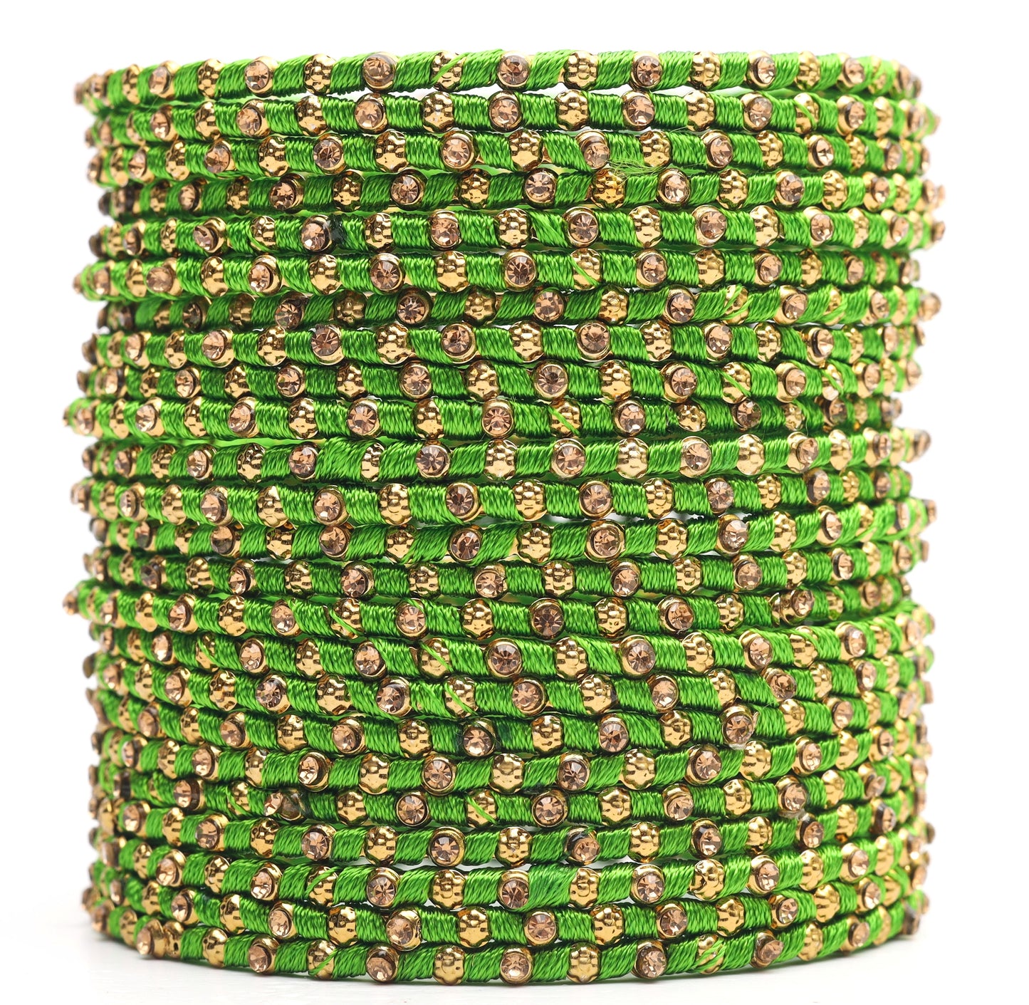 Multicolor Silk Thread Metal Bangle Set