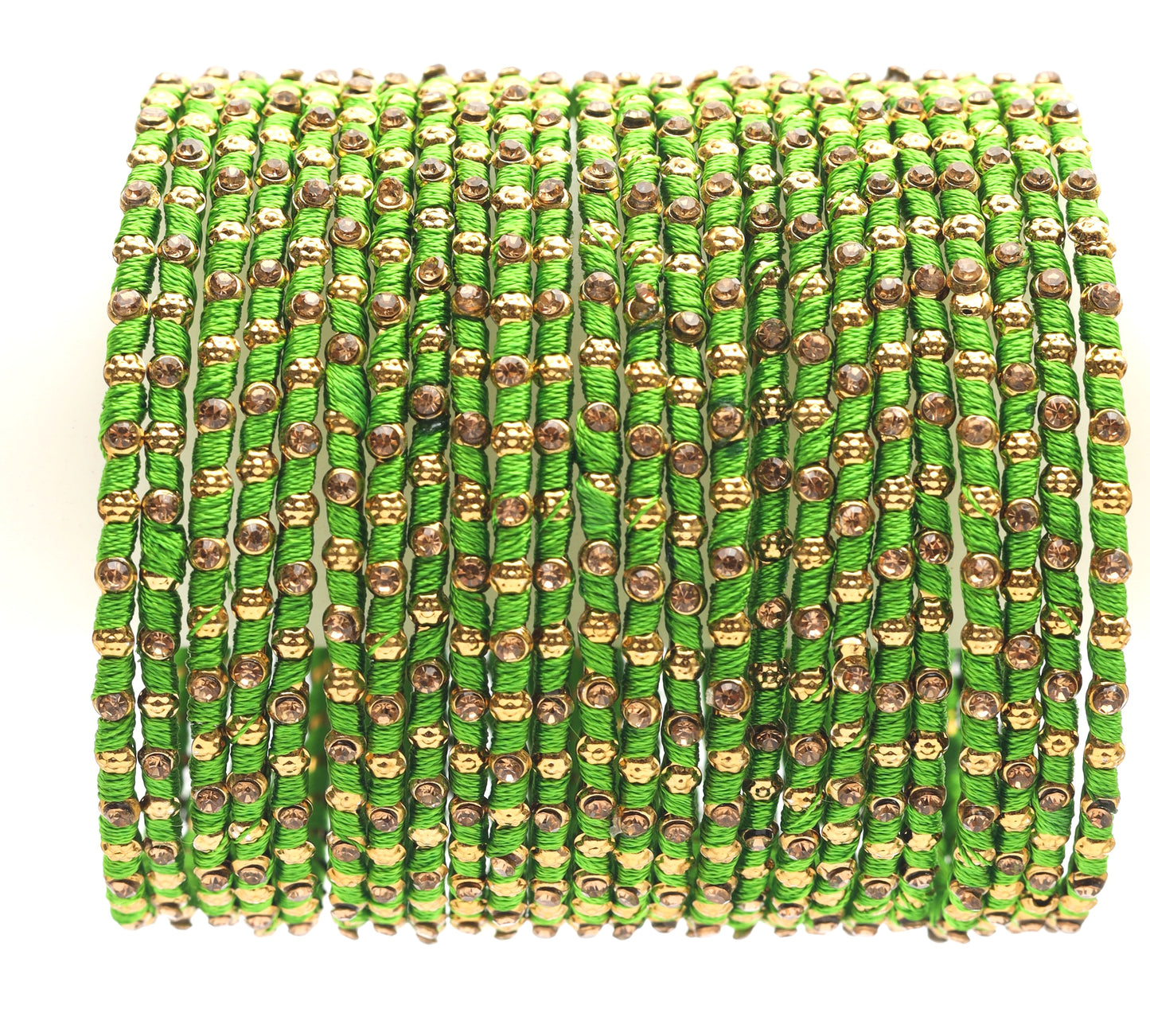Multicolor Silk Thread Metal Bangle Set