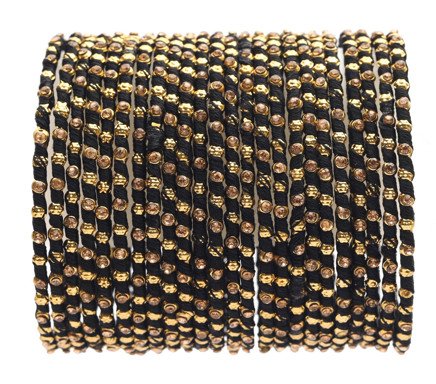 Multicolor Silk Thread Metal Bangle Set