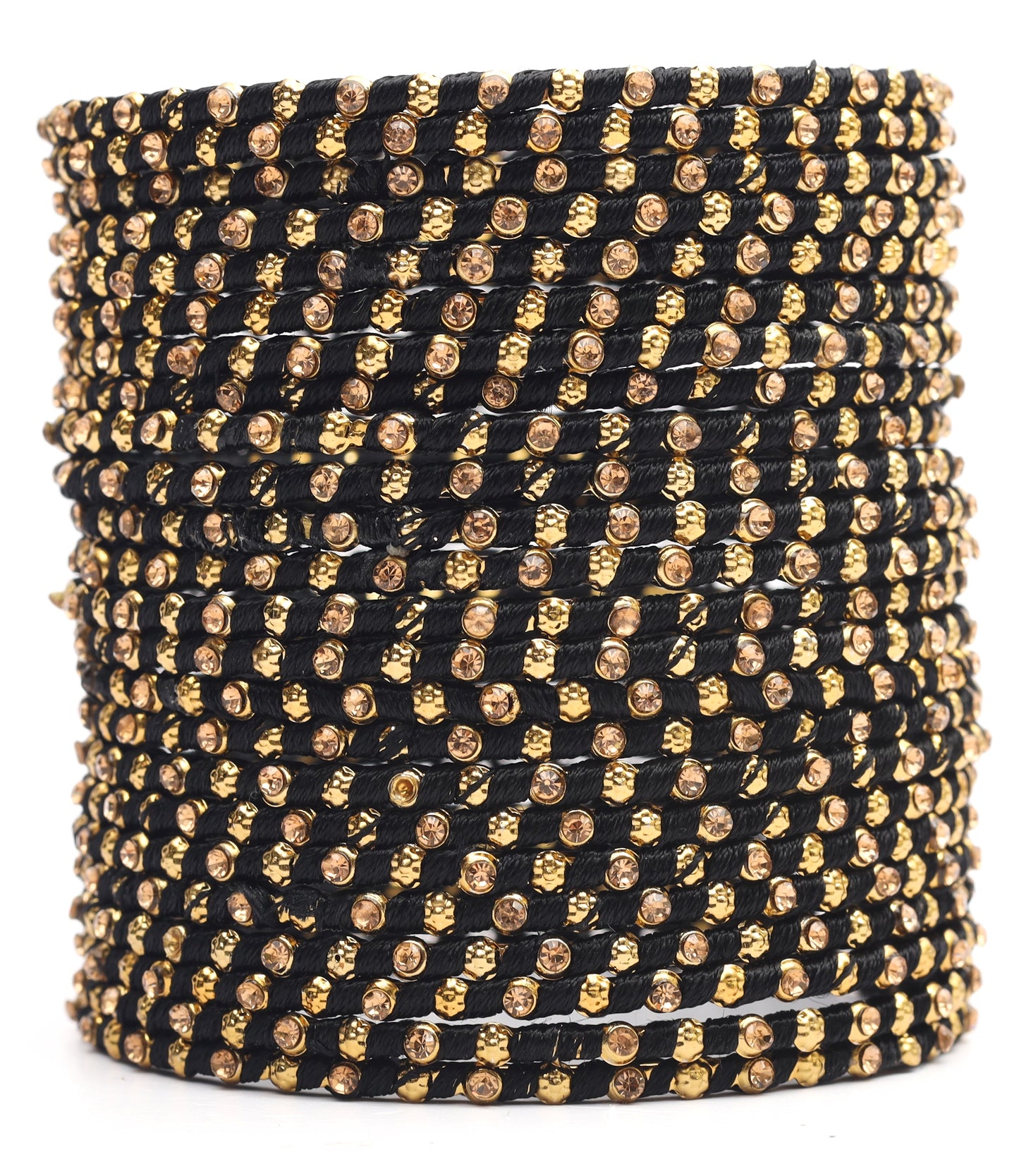 Multicolor Silk Thread Metal Bangle Set