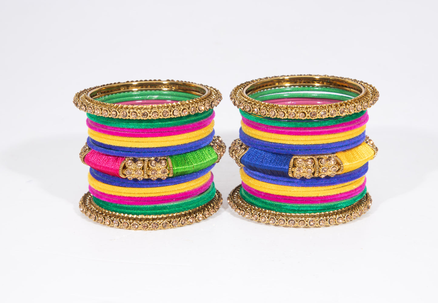 Swara Creations Metal Velvet Bangles Set with Zircon and Silk Thread Work kadas | for Women & Girls (Set of 30 pcs)(SKU176)