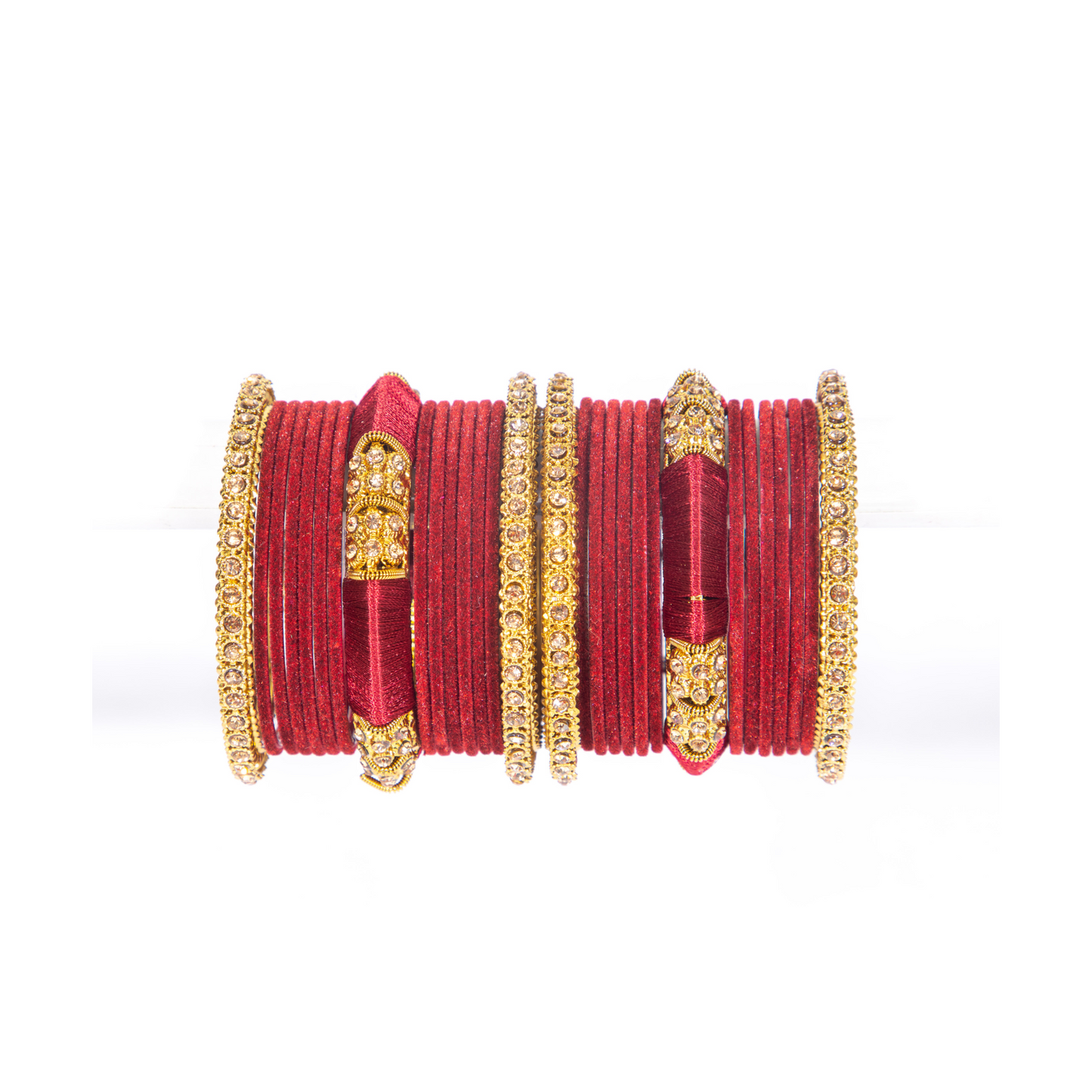 Swara Creations Metal Velvet Bangles Set with Zircon and Silk Thread Work kadas | for Women & Girls (Set of 30 pcs)(SKU176)