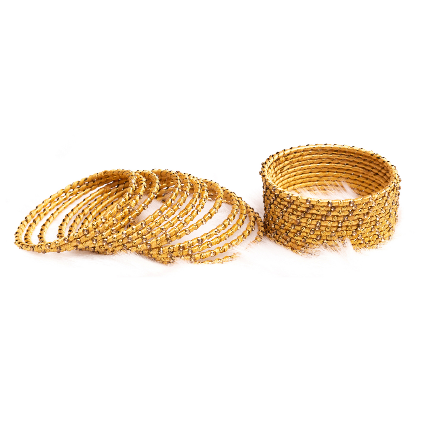 Swara Creations Multicolored Metal bangles/kada Set wrapped in Silk Thread & golden dots for Women & Girls (24Pcs)(SKU019)