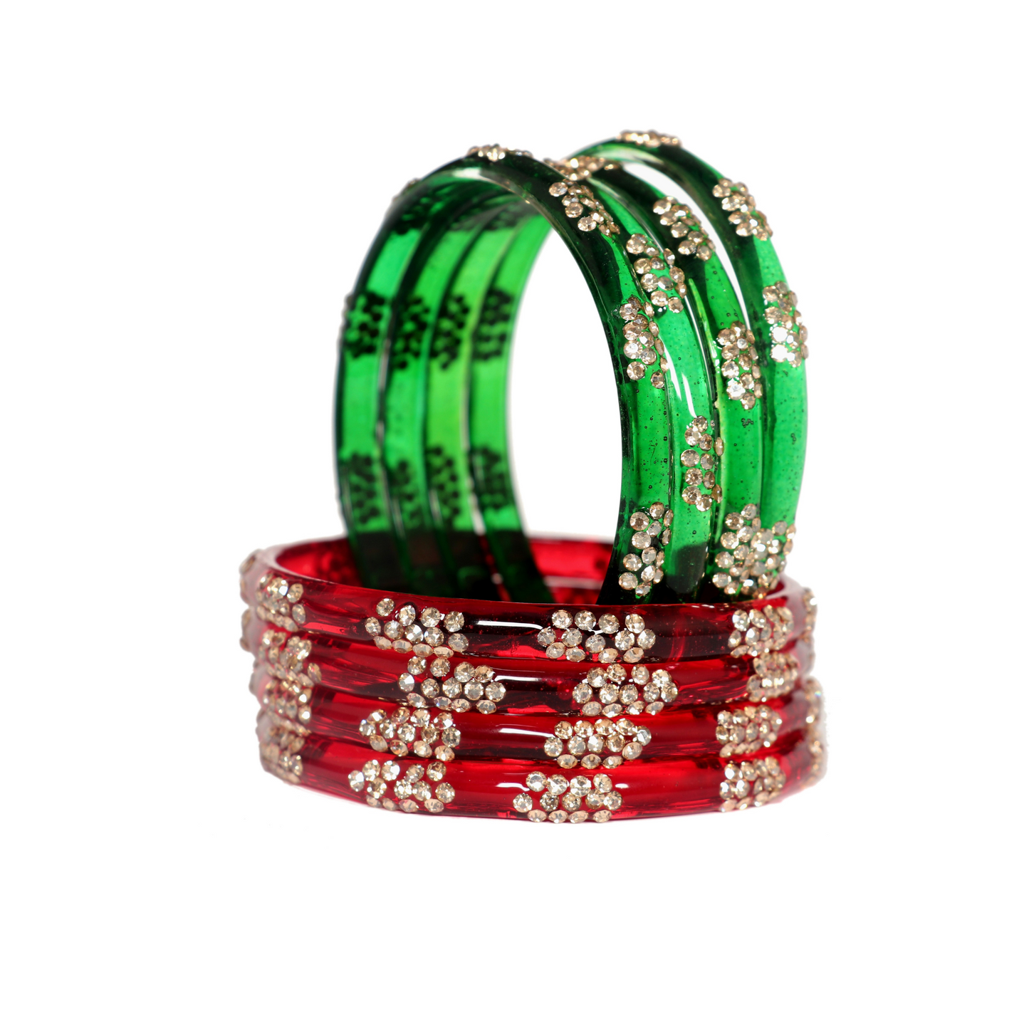 Swara Creations Designer Crystal Bangles for Women/ glossy finished bangles with Silver stonework bangles for women & girls(SKU265)