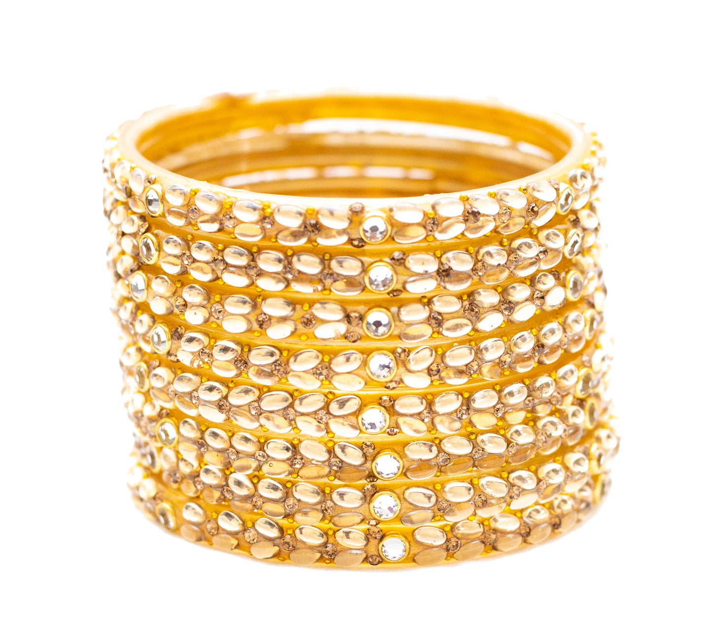 Zircon Golden Glass Bangles Set