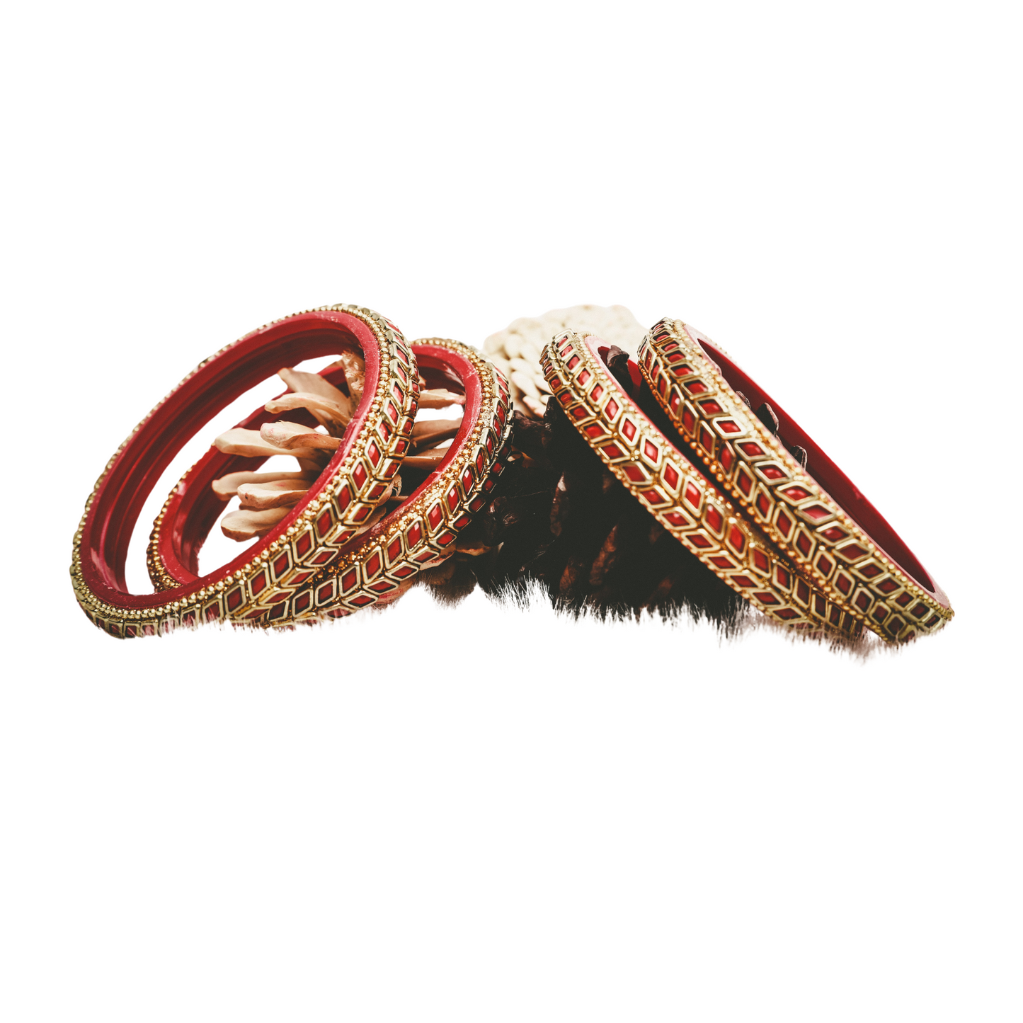 Swara Creations Glass Bangles/Kadas Set | Diamond Cutting Stone design | Golden Design for Women & Girls(Size - 2.4, 2.6, 2.8)