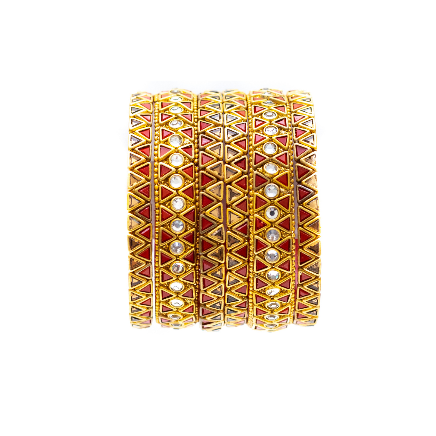 Swara Creations Traditional Glass Bangles set for women/Red and Green Velvet glass bangles/Diamond cutting/Kundan work design bangles for women(Sku253)