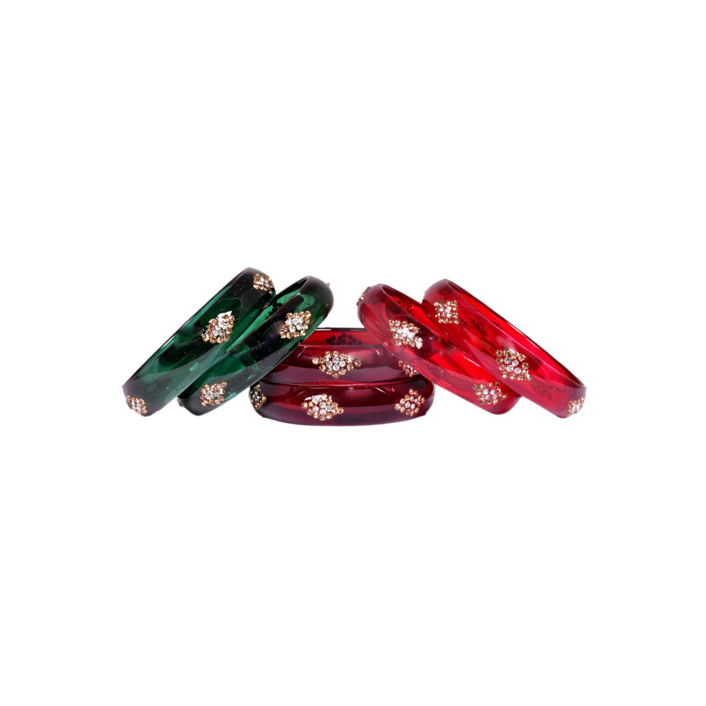 Swara Creations Traditional Bangles Set |Glass Kade in Crystal Glossy Finish with Zircon on it| Glossy Bangles Kada for Women & Girls(Set of 6)(SKU075)