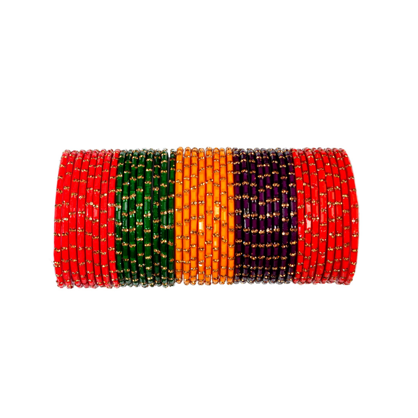 Swara Creations Glass Bangles Set in Red Green Gajri Purple Yellow Color for Women & Girls(SKU262)