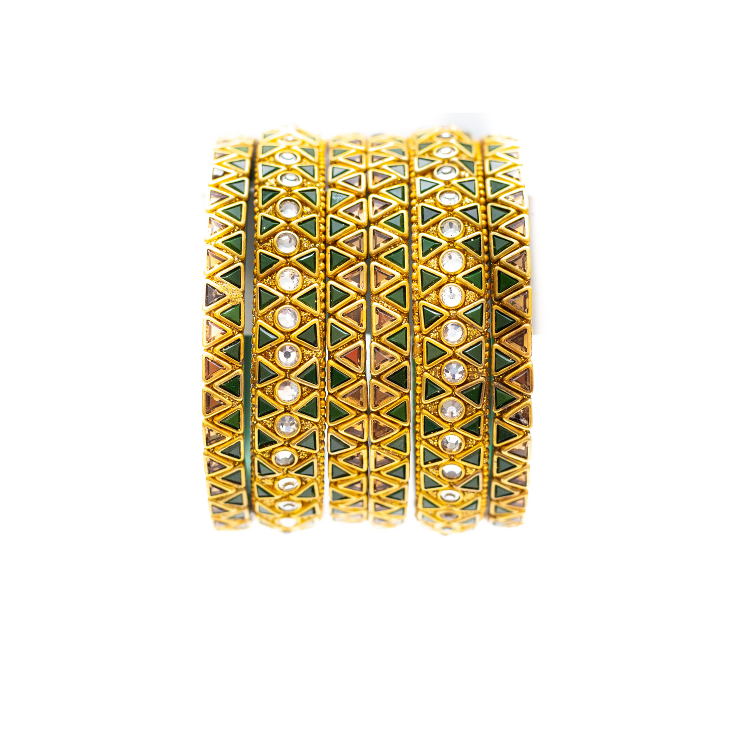 Swara Creations Traditional Glass Bangles set for women/Red and Green Velvet glass bangles/Diamond cutting/Kundan work design bangles for women(Sku253)