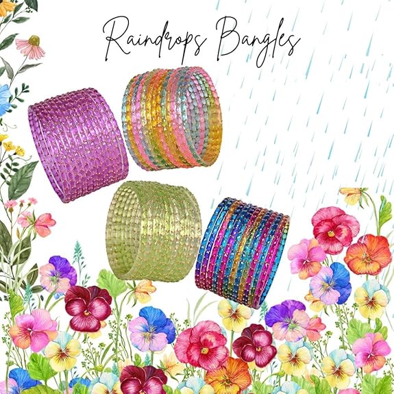 Plain Finish Multi Glass Bangle Set