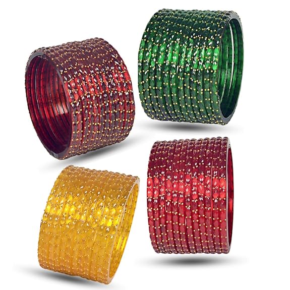 Plain Finish Multi Glass Bangle Set