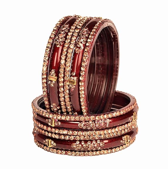 Zircon Multicolor Glass Bangles Set