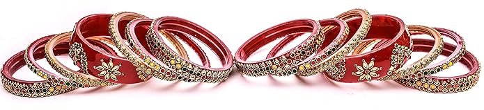 Stone Multicolor Glass Bangles Set