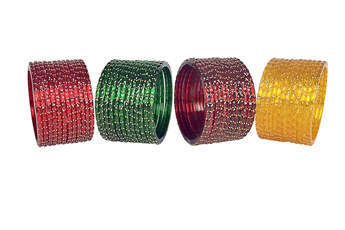 Plain Finish Multi Glass Bangle Set