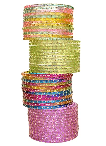 Plain Finish Multi Glass Bangle Set
