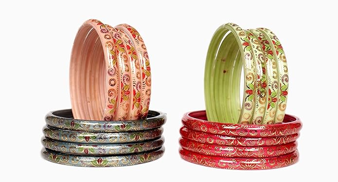 Light Shiny Multicolor Glass Bangles Set