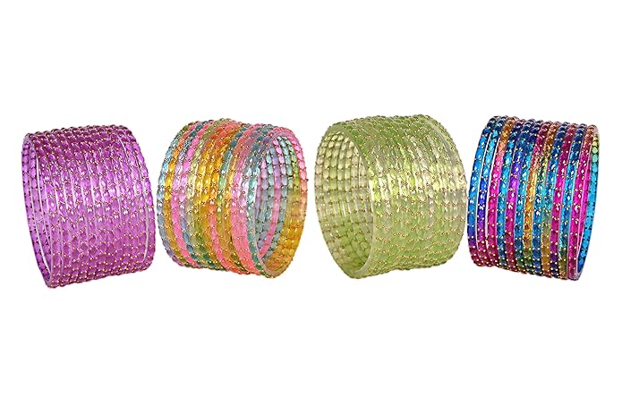 Plain Finish Multi Glass Bangle Set