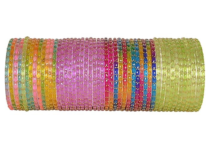 Plain Finish Multi Glass Bangle Set