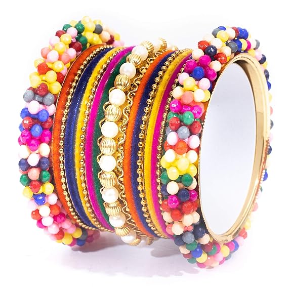 BeadsMoti Multicolor Bangle Kada Set