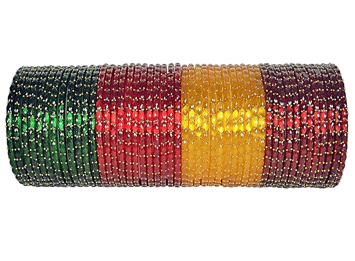 Plain Finish Multi Glass Bangle Set
