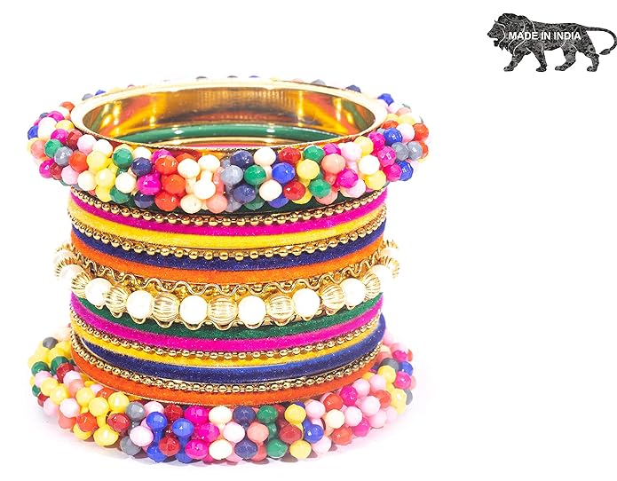 BeadsMoti Multicolor Bangle Kada Set