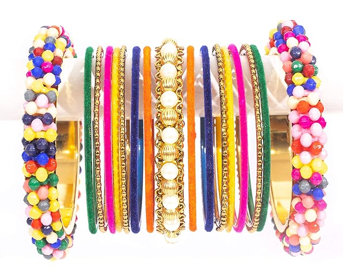 BeadsMoti Multicolor Bangle Kada Set