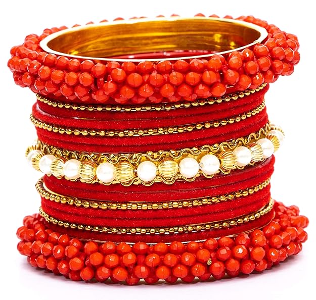 BeadsMoti Multicolor Bangle Kada Set