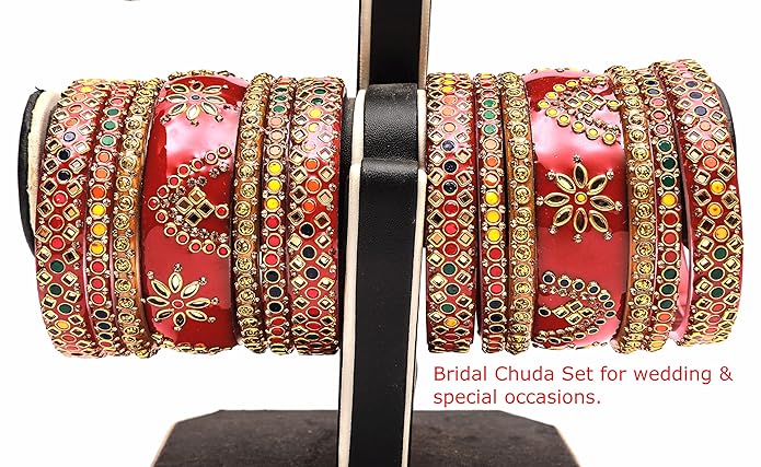 Stone Multicolor Glass Bangles Set