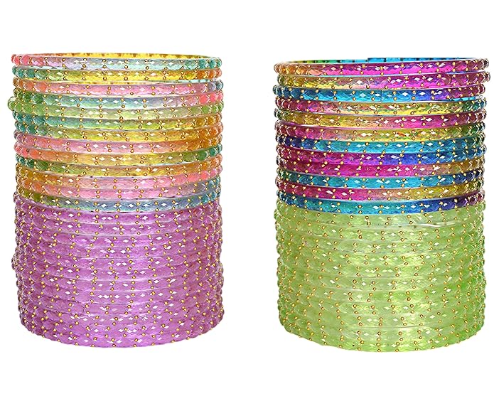 Plain Finish Multi Glass Bangle Set