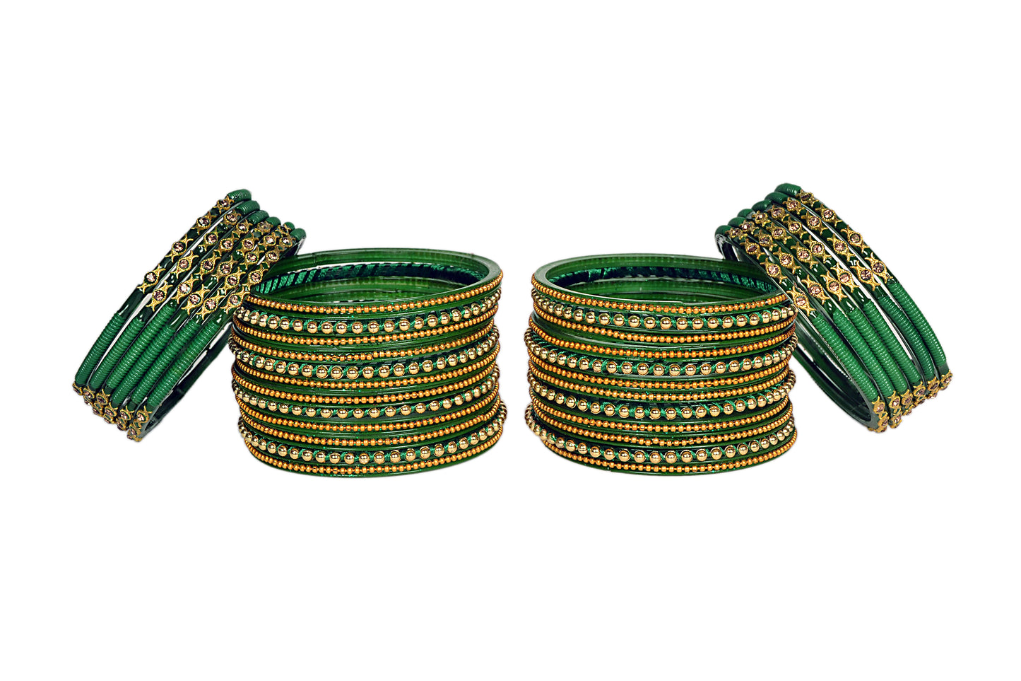 Thread Stonework Multicolor Glass Bangles set